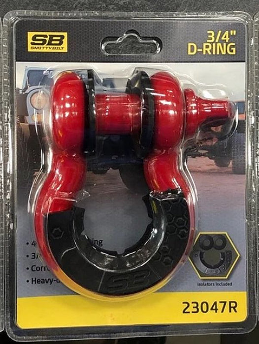 Smittybilt 3/4" D-Ring Shackle w/Isolators 4.75 Ton Red