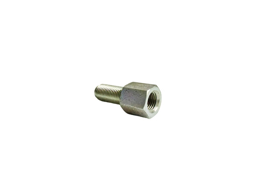 Metal bolt on a white surface with a blurred background