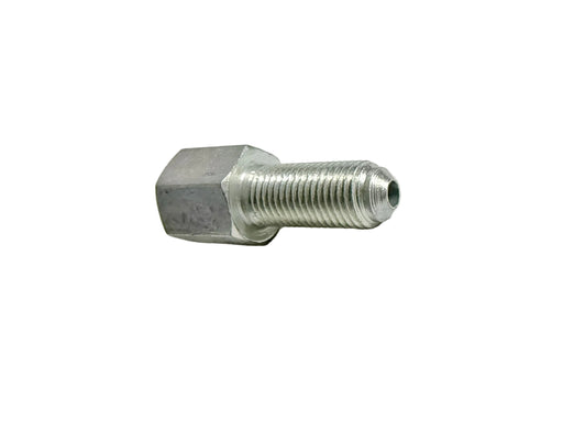 Metal hex bolt on a white surface