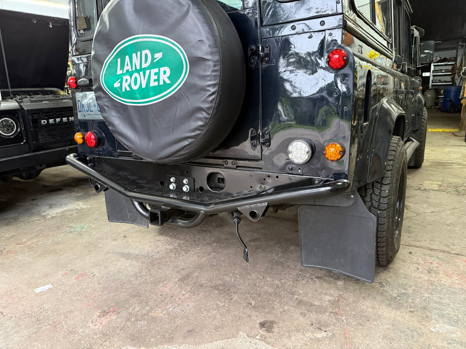 Defender Rear Step Bumper Chequer Plate 2" Receiver Box