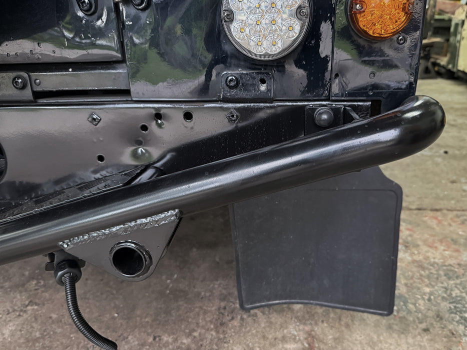 Defender Rear Step Bumper Chequer Plate 2" Receiver Box