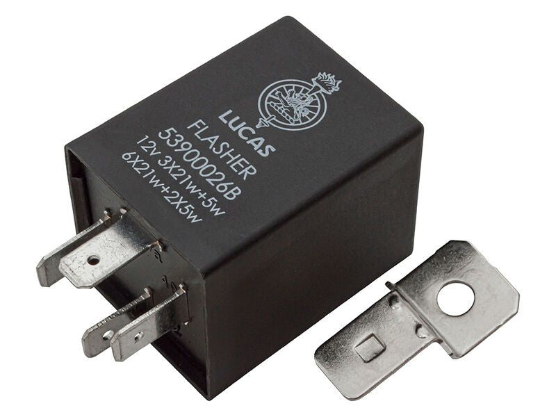 Flasher Relay Electr 4-Pin Black Def/D1/RRC w/TrlrSc Lucas