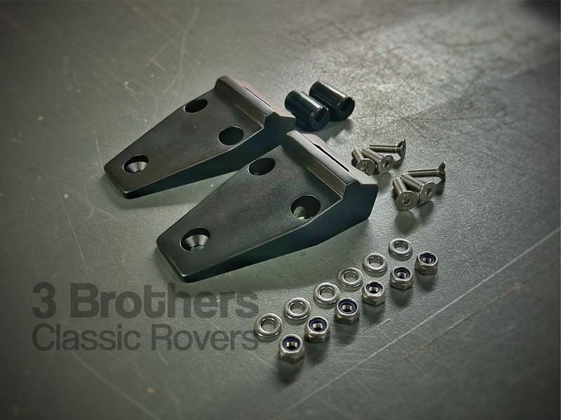 Bonnet Hinge Kit Aluminium Billet Black Pair Defender w/Bolts