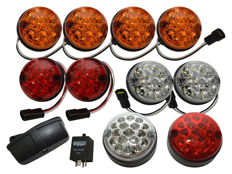 Wipac Deluxe LED Coloured Kit 11 Lamps,LED Flash,SS Scr