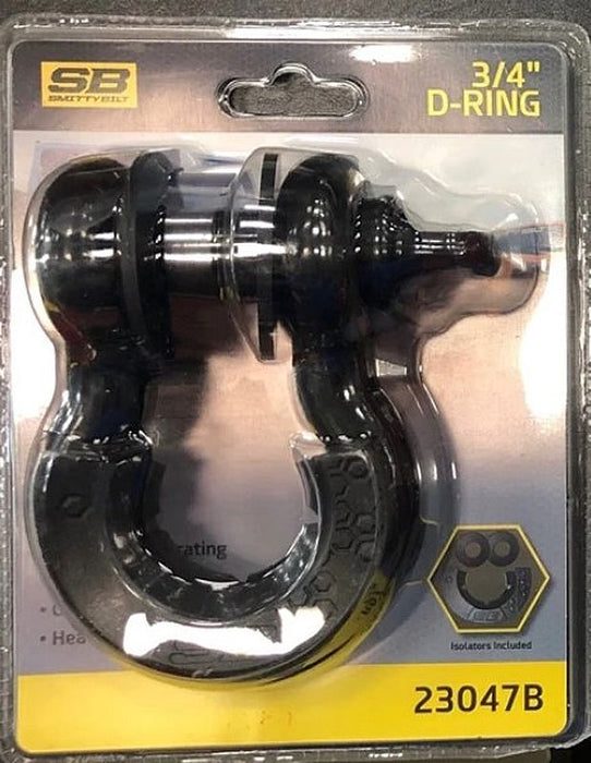 Smittybilt 3/4" D-Ring Shackle w/Isolators 4.75 Ton Black