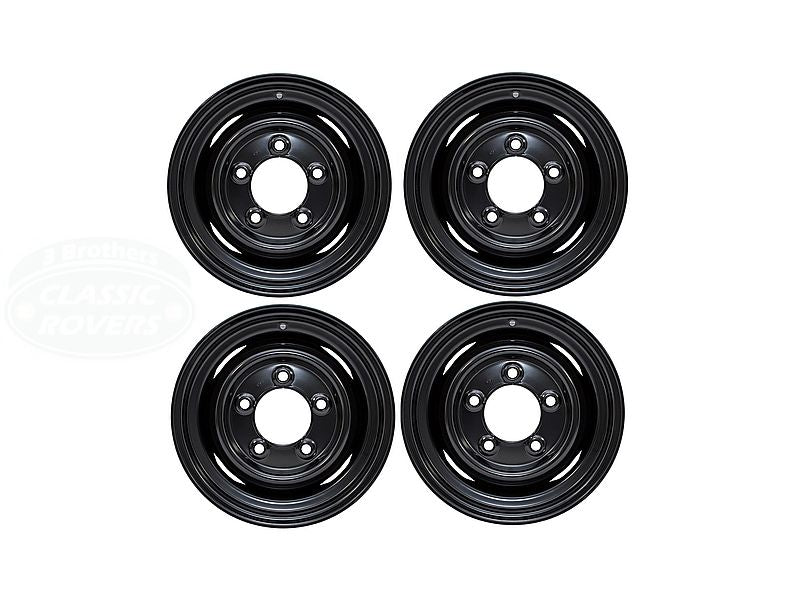 Set of 4 Road Wheel Steel Rim 5.5J x 16" Tubeless Black