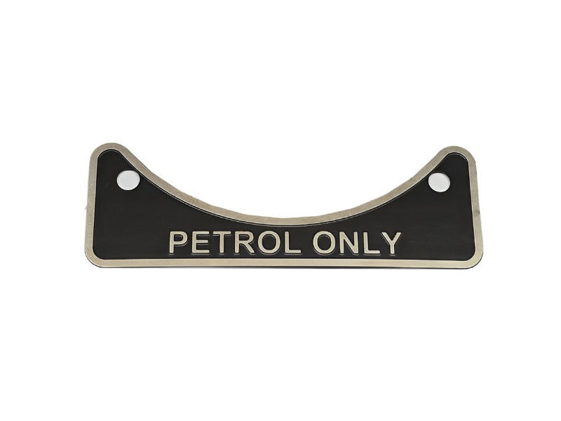 "Petrol Only" Plate for Fuel Inlet Filler/Cap - Embossed