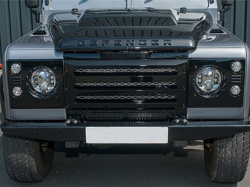 Defender XS Front Grill and Lamp Cover Set Black Silver Mesh