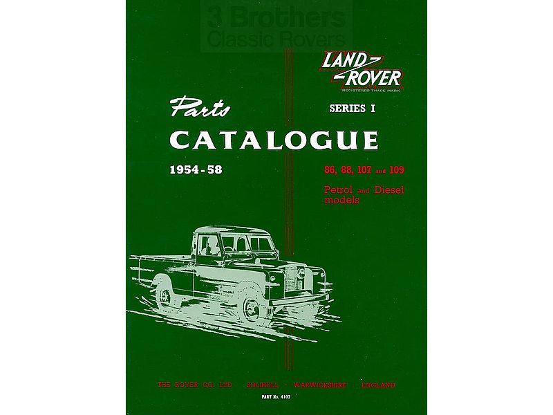 Land Rover Series 1 1954-58 Parts Catalogue — 3 Brothers Classic Rovers